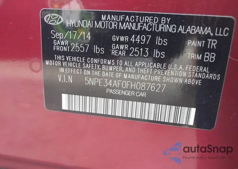 2015 Hyundai Sonata Limited z USA, uszkodzony, nr VIN 5NPE34AF0FH087627